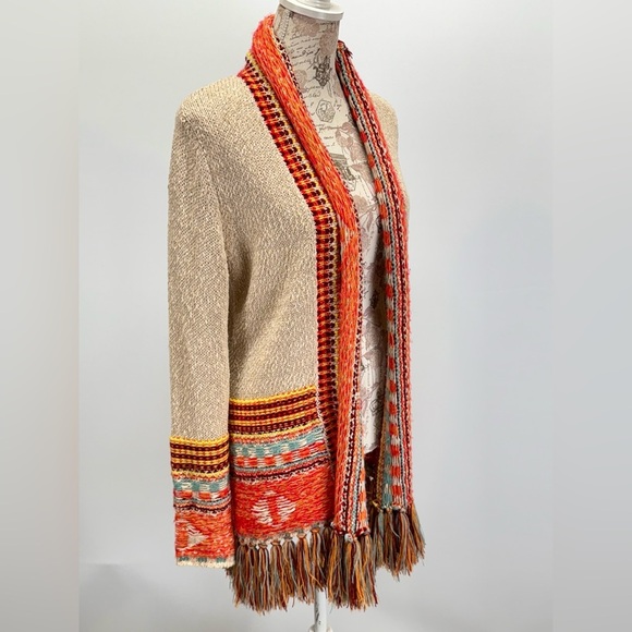 LA FEE VERTE for Anthropologie Multicolor Fringe Open Cardigan Sweater size XS - Picture 8 of 13